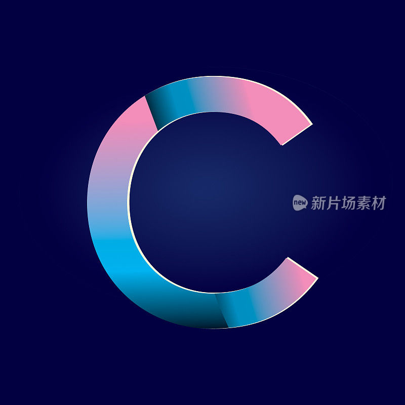 Pastel pink and electric blue gradients Alphabet Captial letter